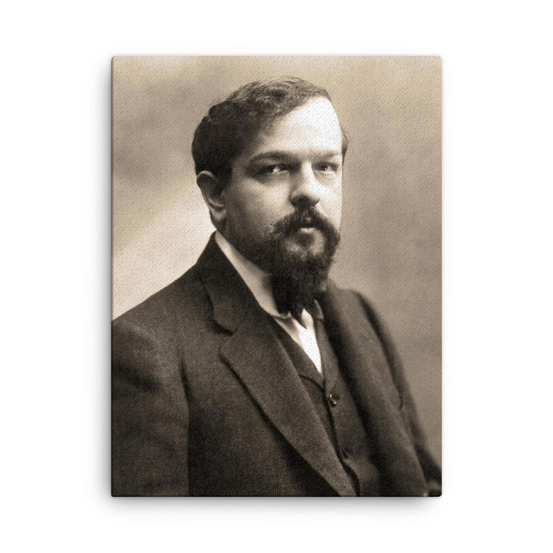 Claude Debussy canvas print on a plain backdrop in size 18