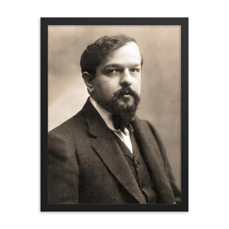 Claude Debussy framed print on a plain backdrop in size 18