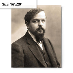 Claude Debussy metal print on a plain backdrop in size 16"x20".