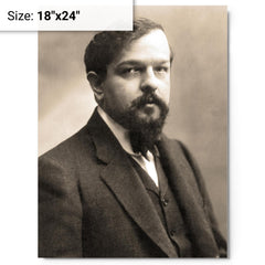Claude Debussy metal print on a plain backdrop in size 18"x24".