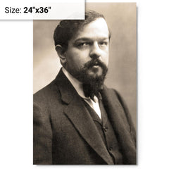 Claude Debussy metal print on a plain backdrop in size 24"x36".
