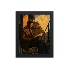 Claude McKay Harlem fire escape reading framed print on a plain backdrop in size 8"x10".