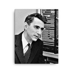 Claude Shannon canvas print on a plain backdrop in size 16"x20".