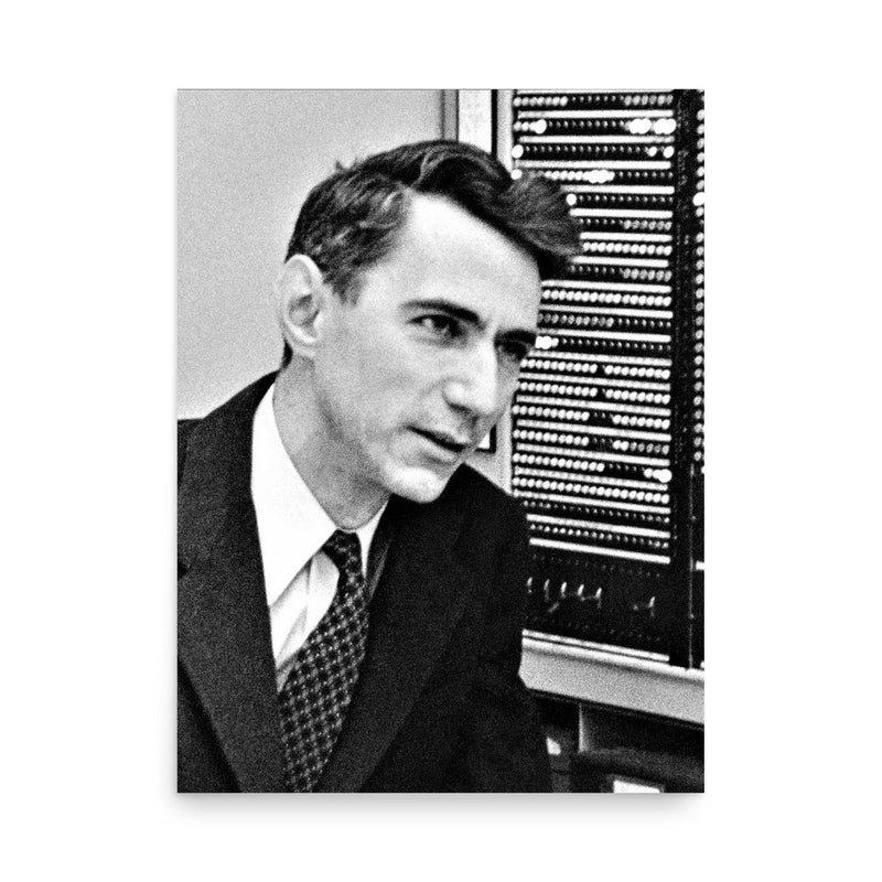 Claude Shannon poster on a plain backdrop in size 18