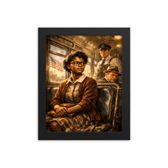 Claudette Colvin refusing the bus seat framed print on a plain backdrop in size 8"x10".