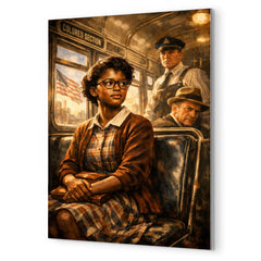 Claudette Colvin refusing the bus seat metal print mockup