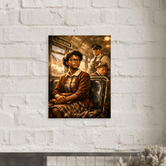 Claudette Colvin refusing the bus seat metal print mockup