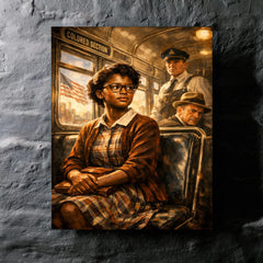 Claudette Colvin refusing the bus seat metal print mockup