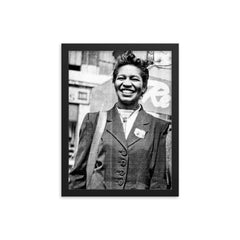 Claudia Jones framed print on a plain backdrop in size 12"x16".