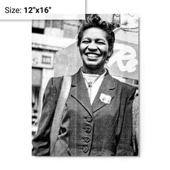 Claudia Jones metal print on a plain backdrop in size 12"x16".