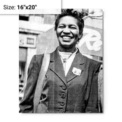 Claudia Jones metal print on a plain backdrop in size 16"x20".