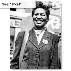 Claudia Jones metal print on a plain backdrop in size 18"x24".