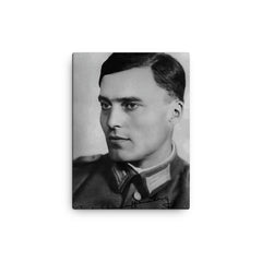 Claus von Stauffenberg canvas print on a plain backdrop in size 12"x16".