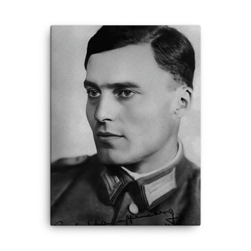 Claus von Stauffenberg canvas print on a plain backdrop in size 18