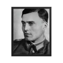 Claus von Stauffenberg framed print on a plain backdrop in size 16"x20".