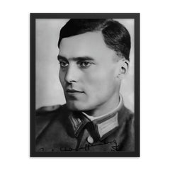 Claus von Stauffenberg framed print on a plain backdrop in size 18"x24".