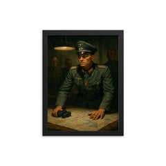 Claus von Stauffenberg map room tension framed print on a plain backdrop in size 12"x16".