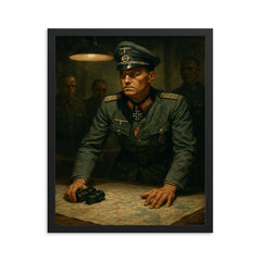 Claus von Stauffenberg map room tension framed print on a plain backdrop in size 16"x20".
