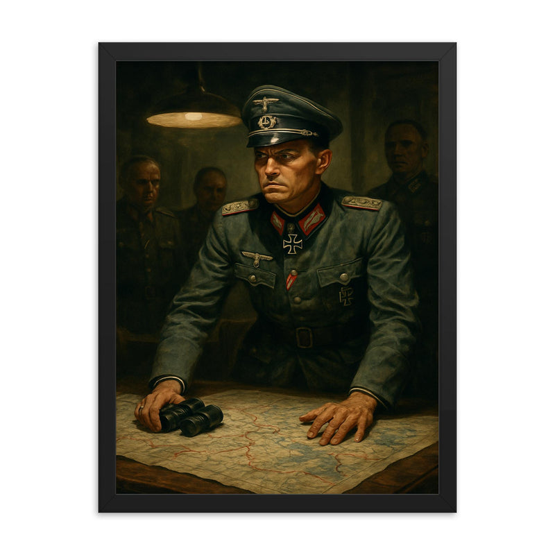 Claus von Stauffenberg map room tension framed print on a plain backdrop in size 18