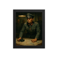 Claus von Stauffenberg map room tension framed print on a plain backdrop in size 8"x10".