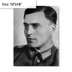Claus von Stauffenberg metal print on a plain backdrop in size 12"x16".