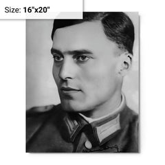Claus von Stauffenberg metal print on a plain backdrop in size 16"x20".