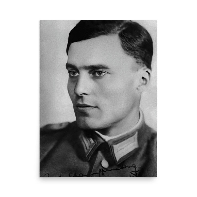 Claus von Stauffenberg poster on a plain backdrop in size 18