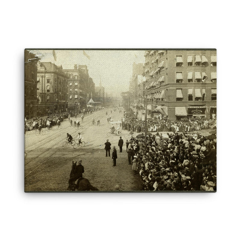 Cleveland's Centennial Celebration on Superior Avenue, 1896 canvas print on a plain backdrop in size 18