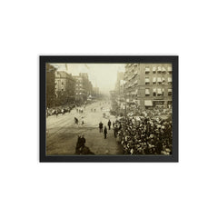Cleveland's Centennial Celebration on Superior Avenue, 1896 framed print on a plain backdrop in size 12"x16".