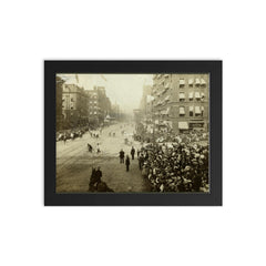 Cleveland's Centennial Celebration on Superior Avenue, 1896 framed print on a plain backdrop in size 8"x10".