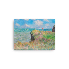 Cliff Walk at Pourville by Claude Monet canvas print on a plain backdrop in size 12"x16".