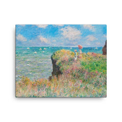 Cliff Walk at Pourville by Claude Monet canvas print on a plain backdrop in size 16"x20".