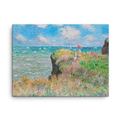 Cliff Walk at Pourville by Claude Monet canvas print on a plain backdrop in size 18"x24".