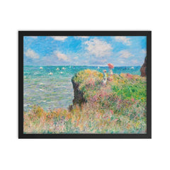 Cliff Walk at Pourville by Claude Monet framed print on a plain backdrop in size 16"x20".