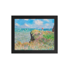 Cliff Walk at Pourville by Claude Monet framed print on a plain backdrop in size 8"x10".