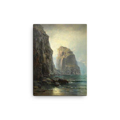 Cliffs at St. Columb, Cornwall by William Trost Richards canvas print on a plain backdrop in size 12"x16".