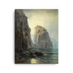 Cliffs at St. Columb, Cornwall by William Trost Richards canvas print on a plain backdrop in size 16"x20".