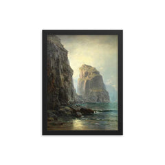 Cliffs at St. Columb, Cornwall by William Trost Richards framed print on a plain backdrop in size 12"x16".