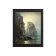 Cliffs at St. Columb, Cornwall by William Trost Richards framed print on a plain backdrop in size 8"x10".