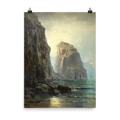 Cliffs at St. Columb, Cornwall by William Trost Richards poster on a plain backdrop in size 8"x10".
