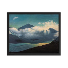 Clouds Over The River by George Aubourne Clarke framed print on a plain backdrop in size 16"x20".