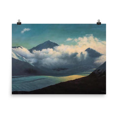 Clouds Over The River by George Aubourne Clarke poster on a plain backdrop in size 8"x10".