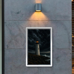 Coastal lighthouse under dramatic storm clouds poster 2