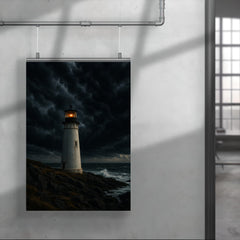 Coastal lighthouse under dramatic storm clouds poster 4