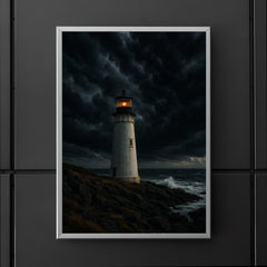 Coastal lighthouse under dramatic storm clouds poster 5