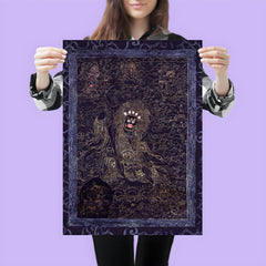 Cobalt and Gold Mahakala - Avalokiteshvara Abitabha, Bodhisattva of Compassion Tibetan Buddhist art poster 3