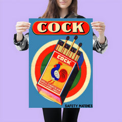 Cock safety matches - vintage matchbox ad poster 3