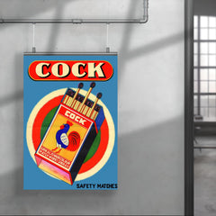 Cock safety matches - vintage matchbox ad poster 4