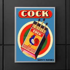 Cock safety matches - vintage matchbox ad poster 5