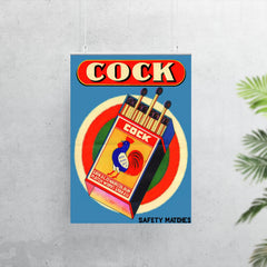 Cock safety matches - vintage matchbox ad poster 7